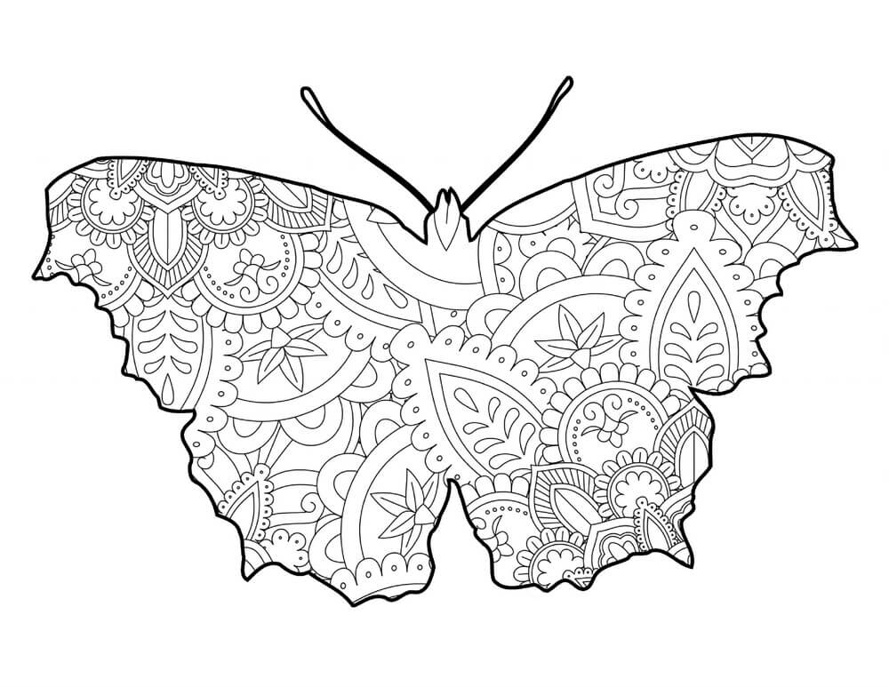 Kolorowanka Motyl mandali