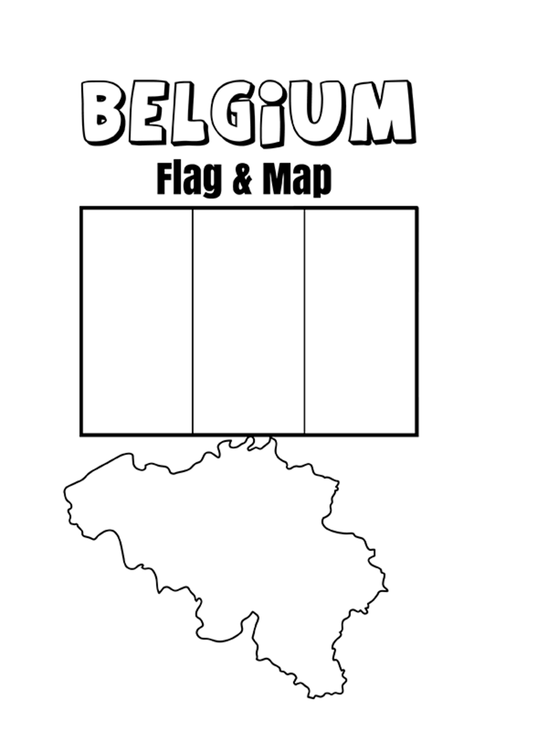 Kolorowanka Piękna flaga Belgii i mapa
