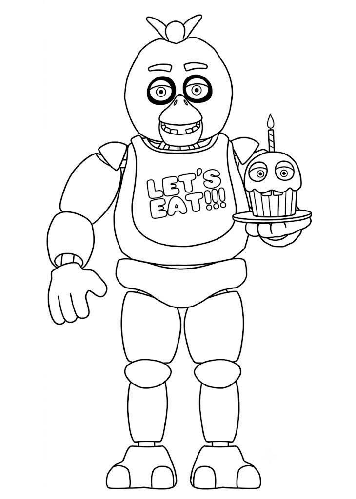 Kolorowanka Rysunek Chica z Five Nights at Freddy's