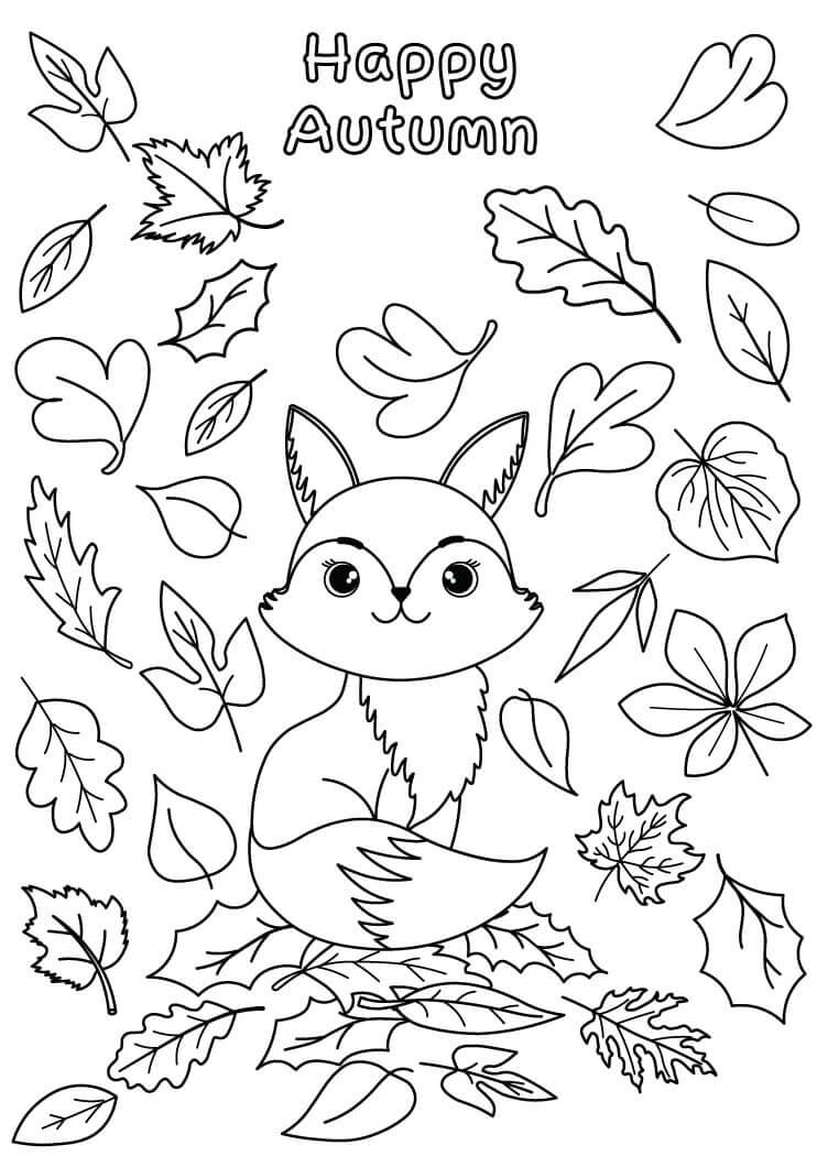 Kolorowanka Fox Jesienią