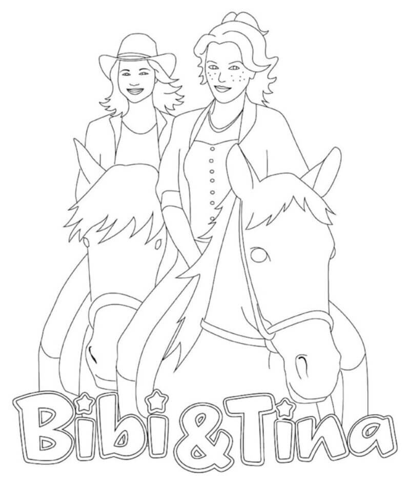 Kolorowanka Bibi i Tina na koniach
