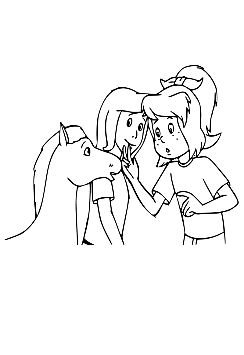 Kolorowanka Bibi i Tina z małym koniem