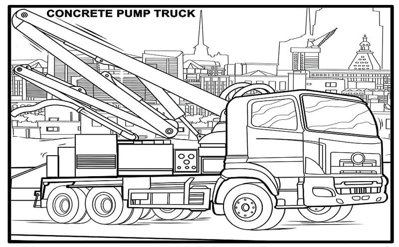 Kolorowanka Ciężarówka z pompą do betonu
