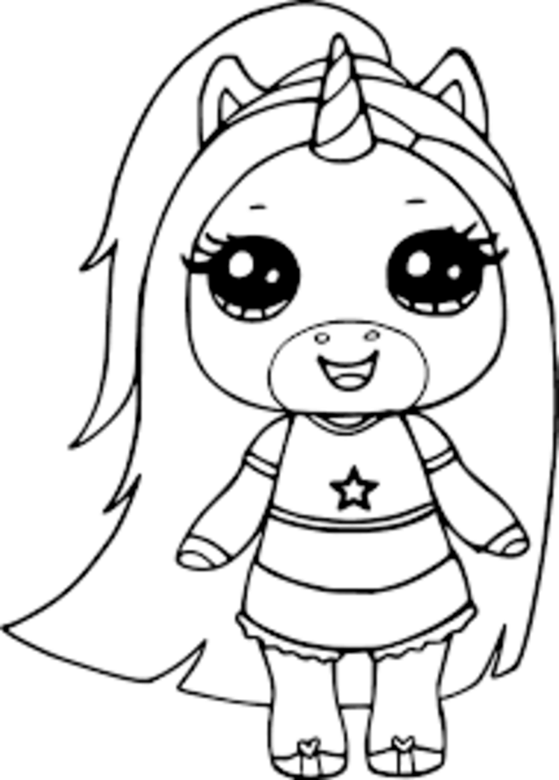 Kolorowanki Cute Unicorn Girl
