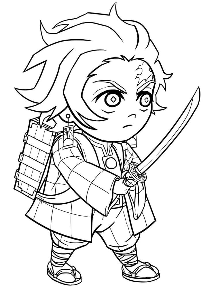 Kolorowanki Narysuj Chibi Tanjiro