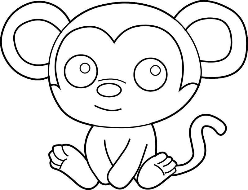 Kolorowanka Łatwa małpa z dużymi uszami