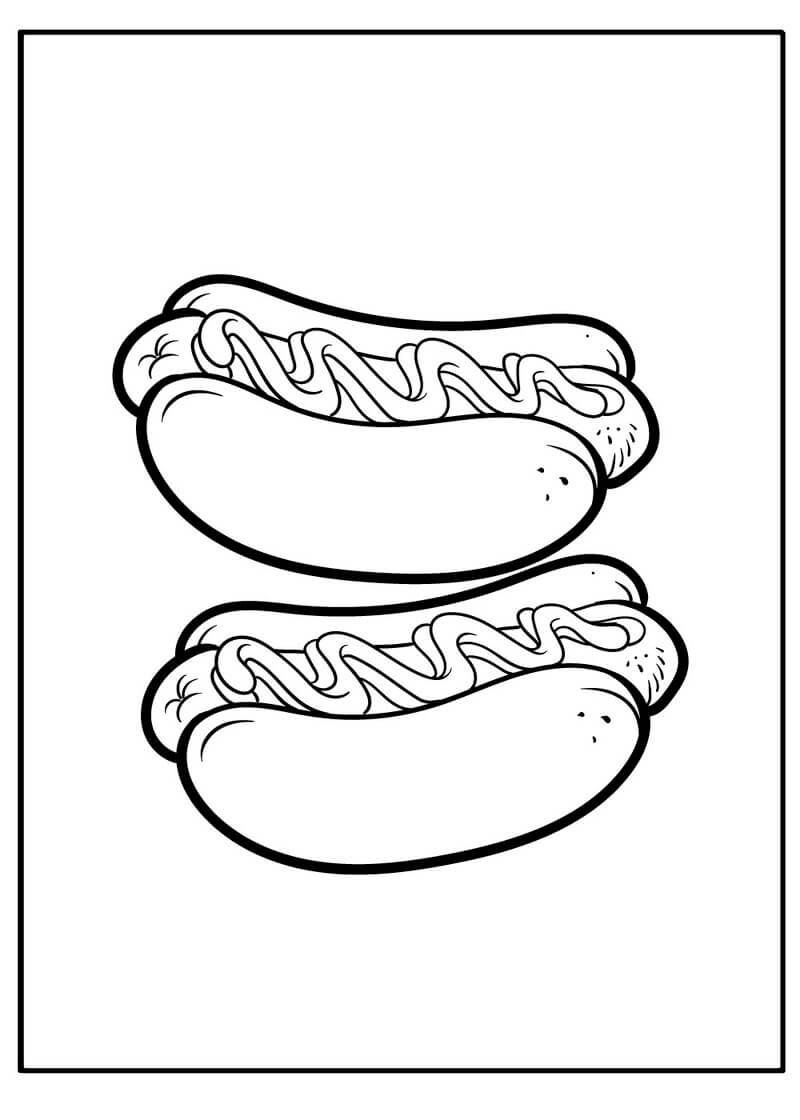 Kolorowanka Dwa łatwe hot dogi