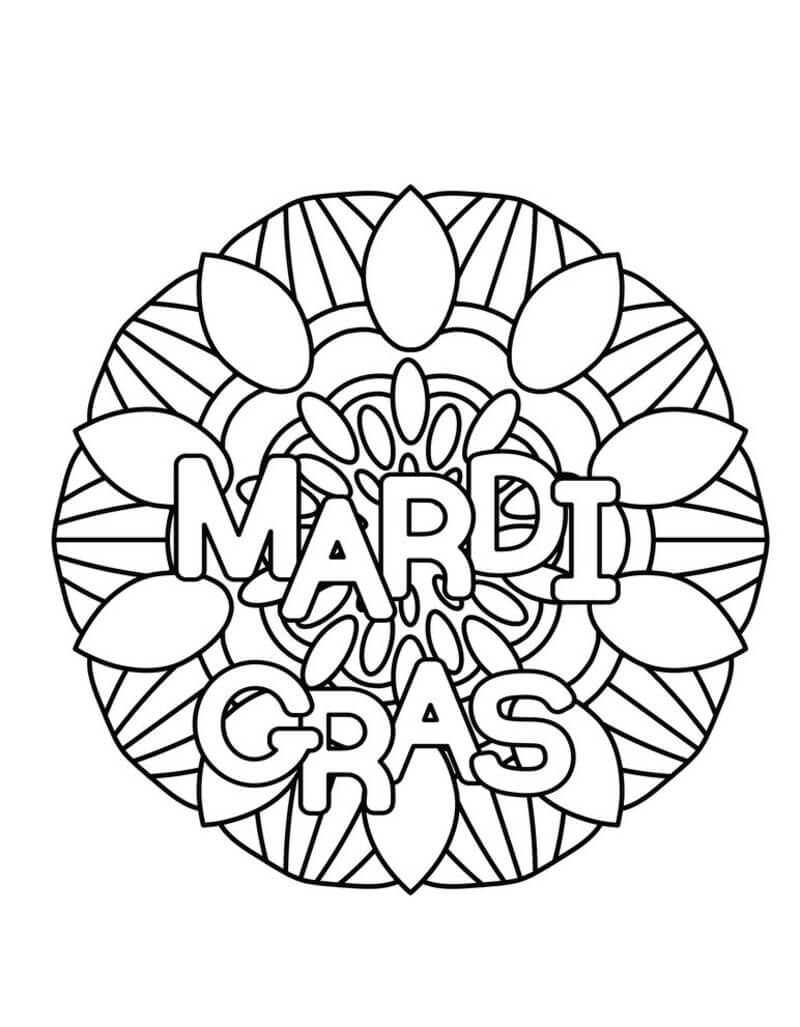 Kolorowanka Mandala Mardi Gras