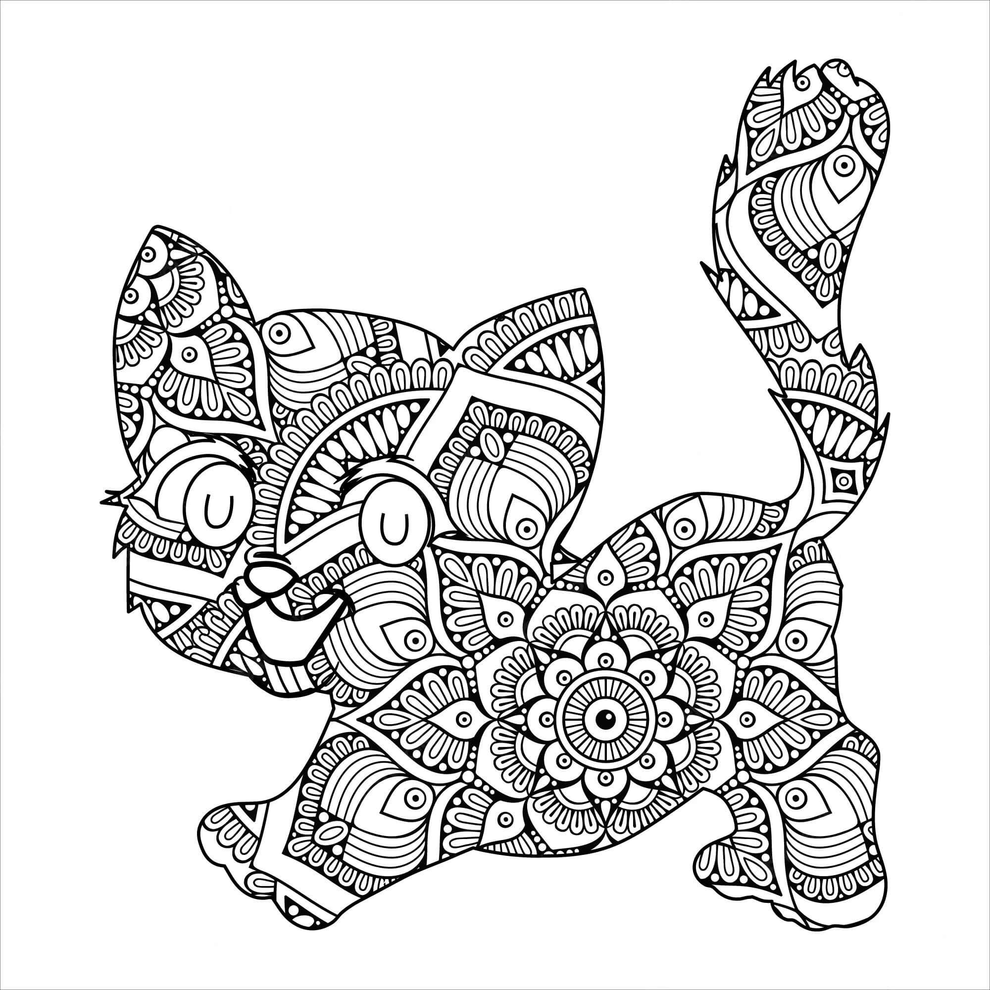Kolorowanka Kot mandala - arkusz 14