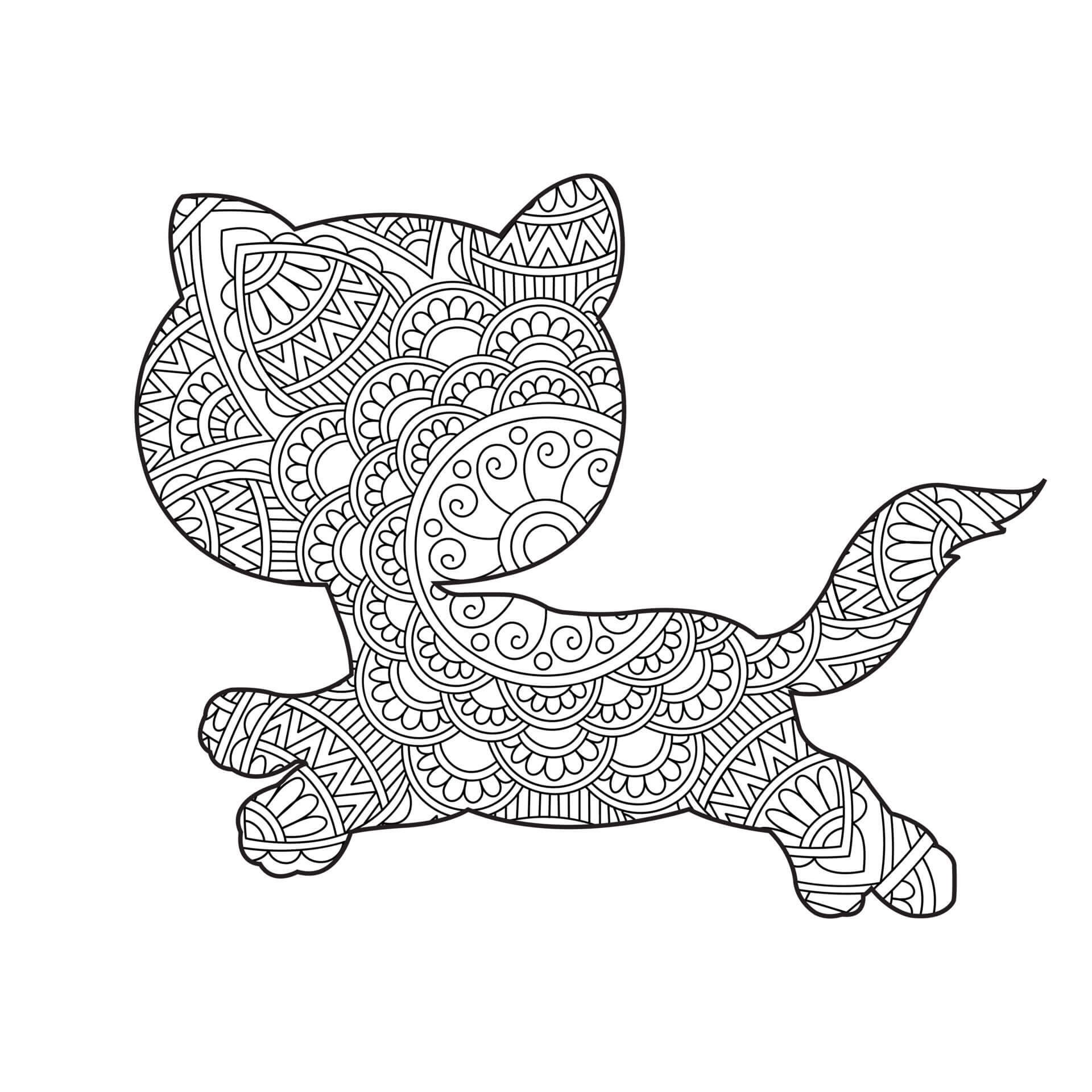 Kolorowanka Kot mandala - arkusz 2