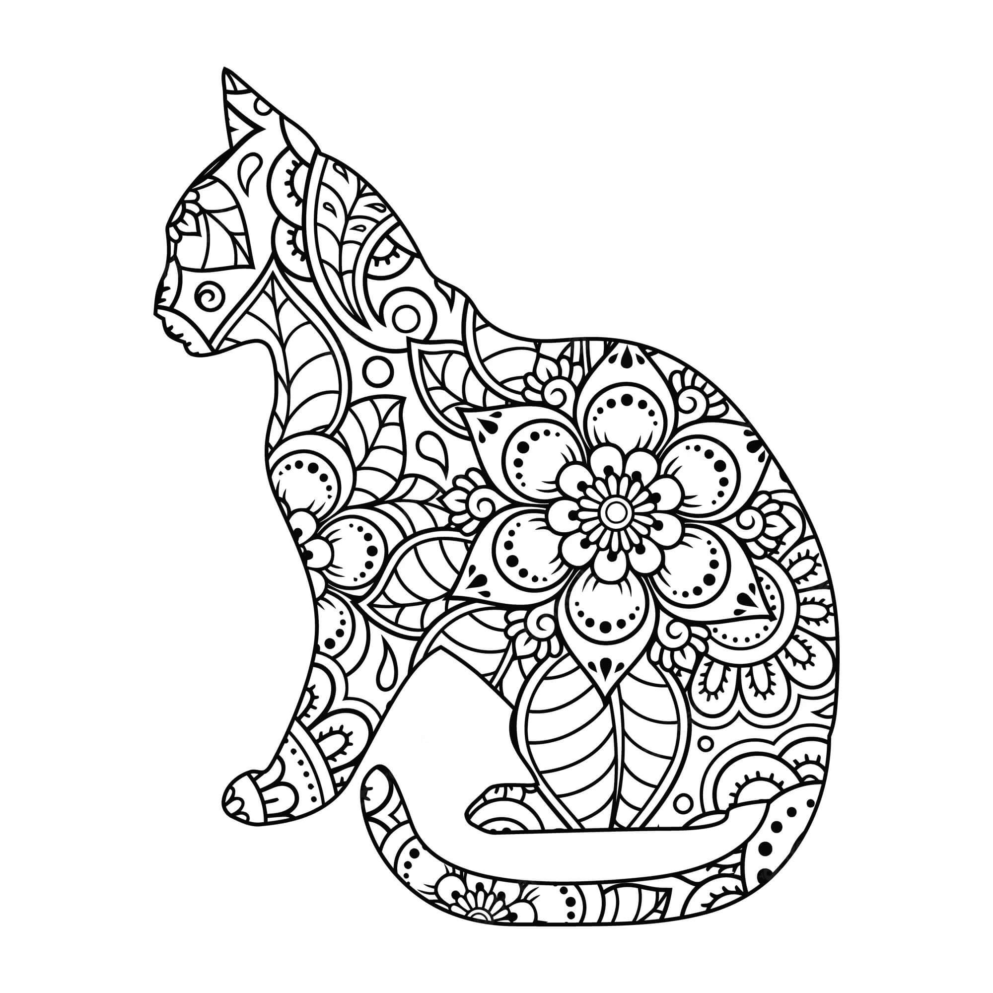 Kolorowanka Kot mandala - arkusz 24