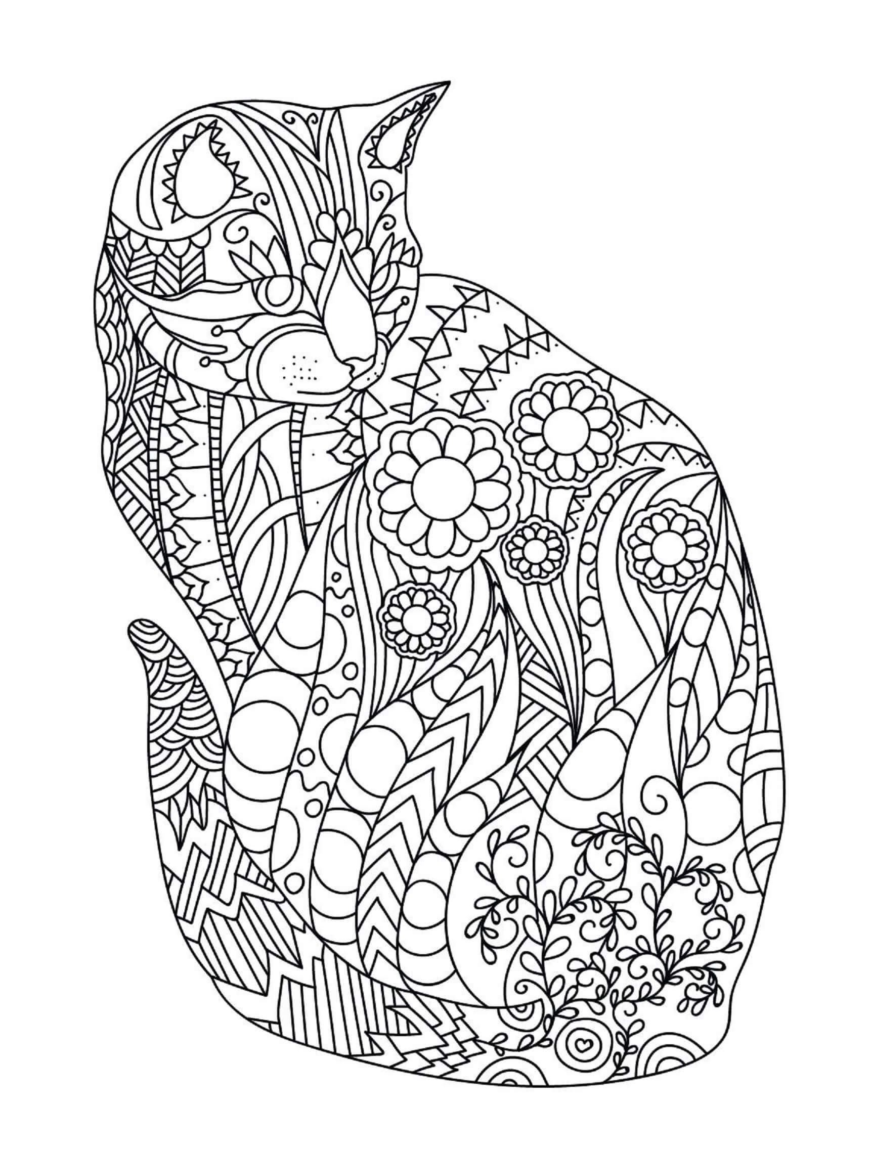 Kolorowanka Kot mandala - arkusz 25