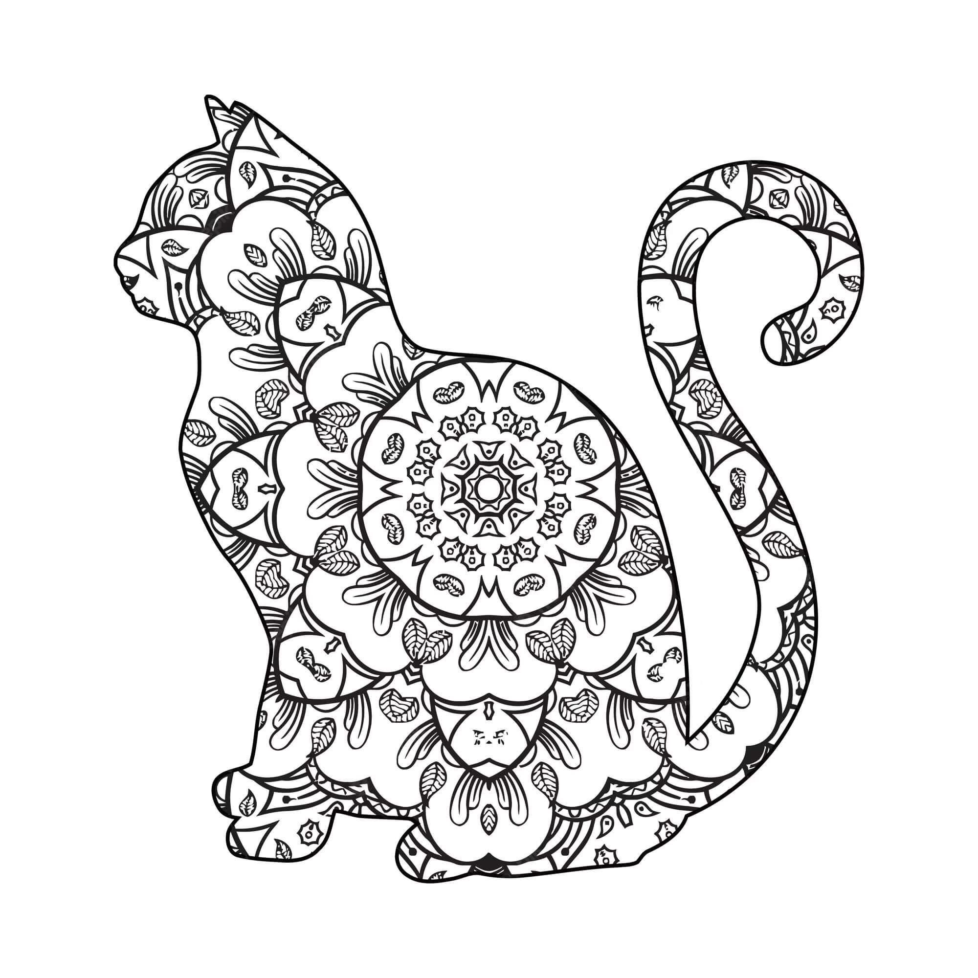 Kolorowanka Kot mandala - arkusz 26