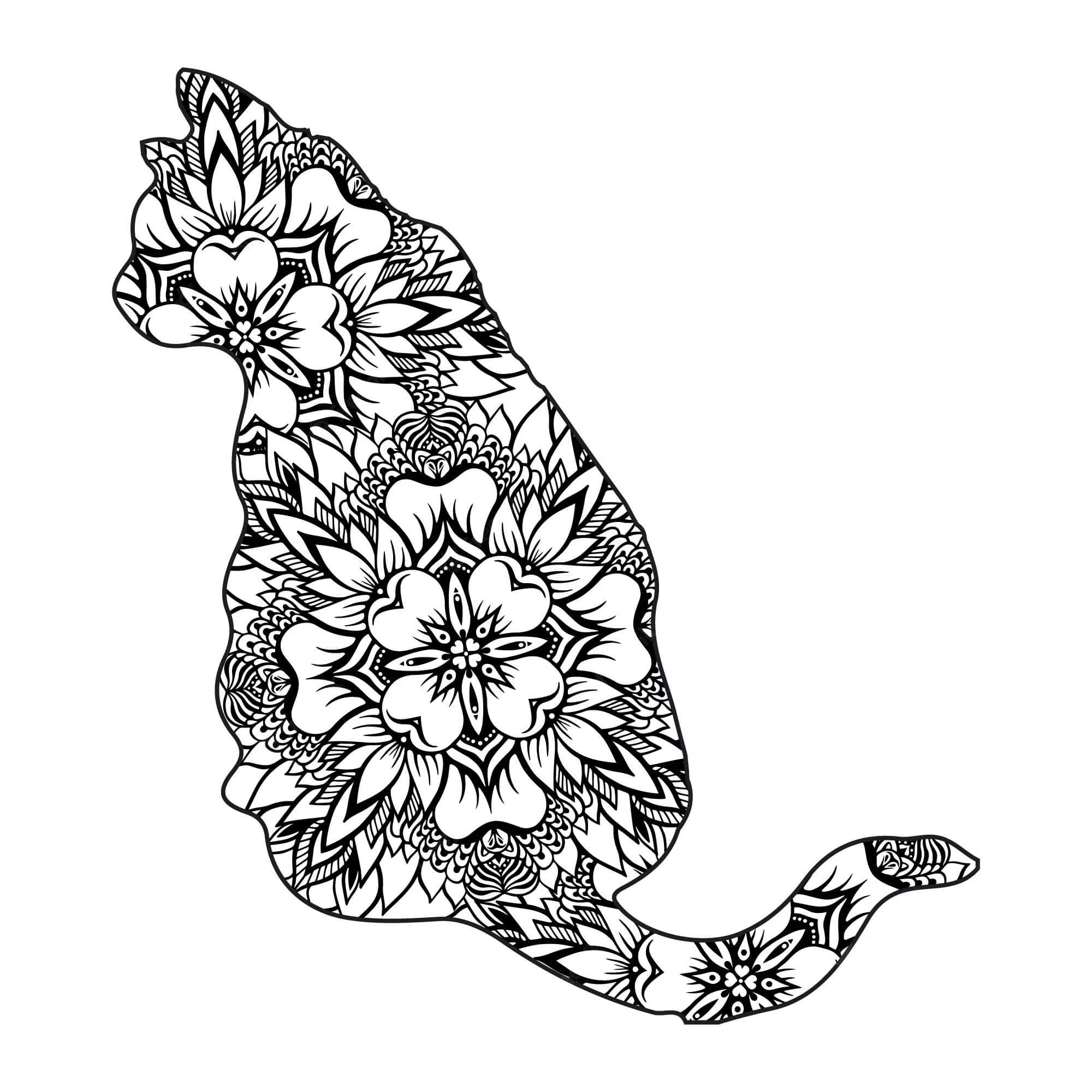Kolorowanka Kot mandala - arkusz 28