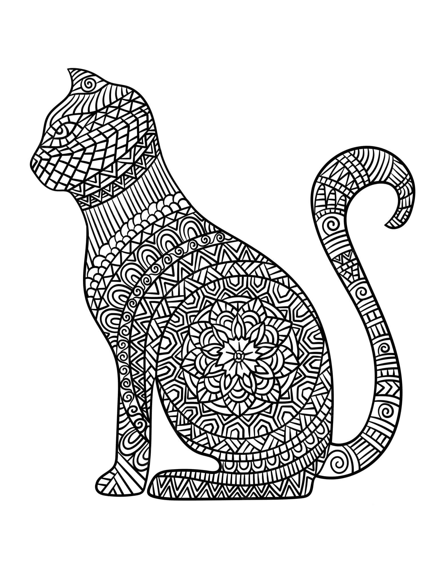 Kolorowanka Kot mandala - arkusz 3