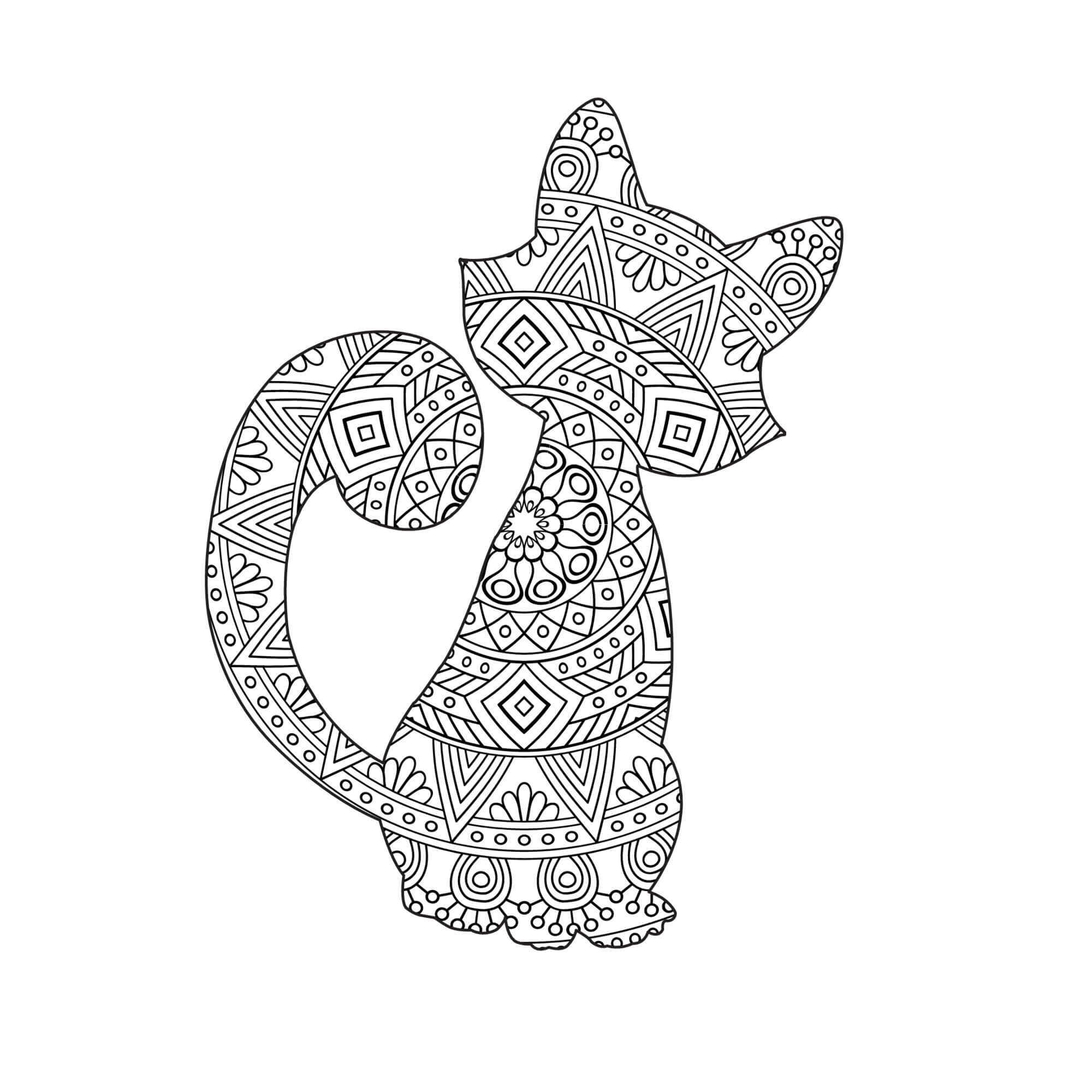 Kolorowanka Kot mandala - arkusz 36