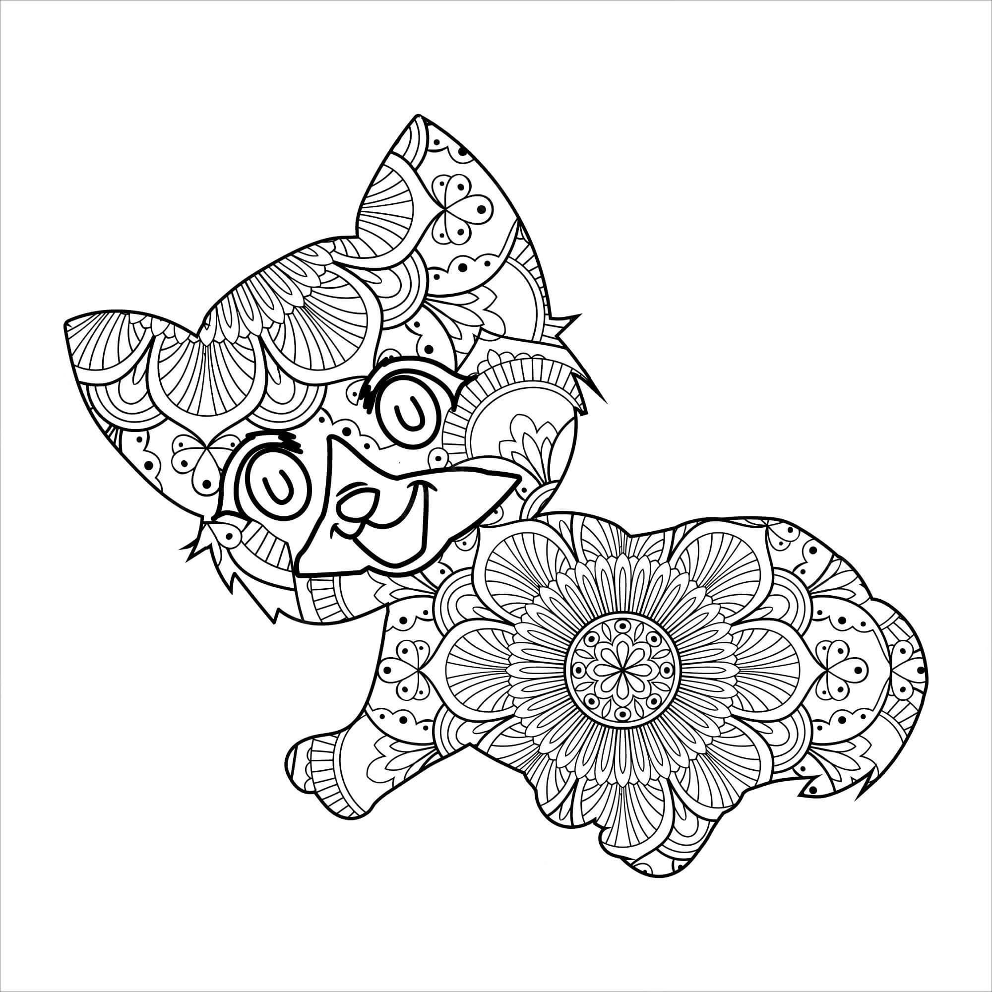 Kolorowanka Kot mandala - arkusz 37