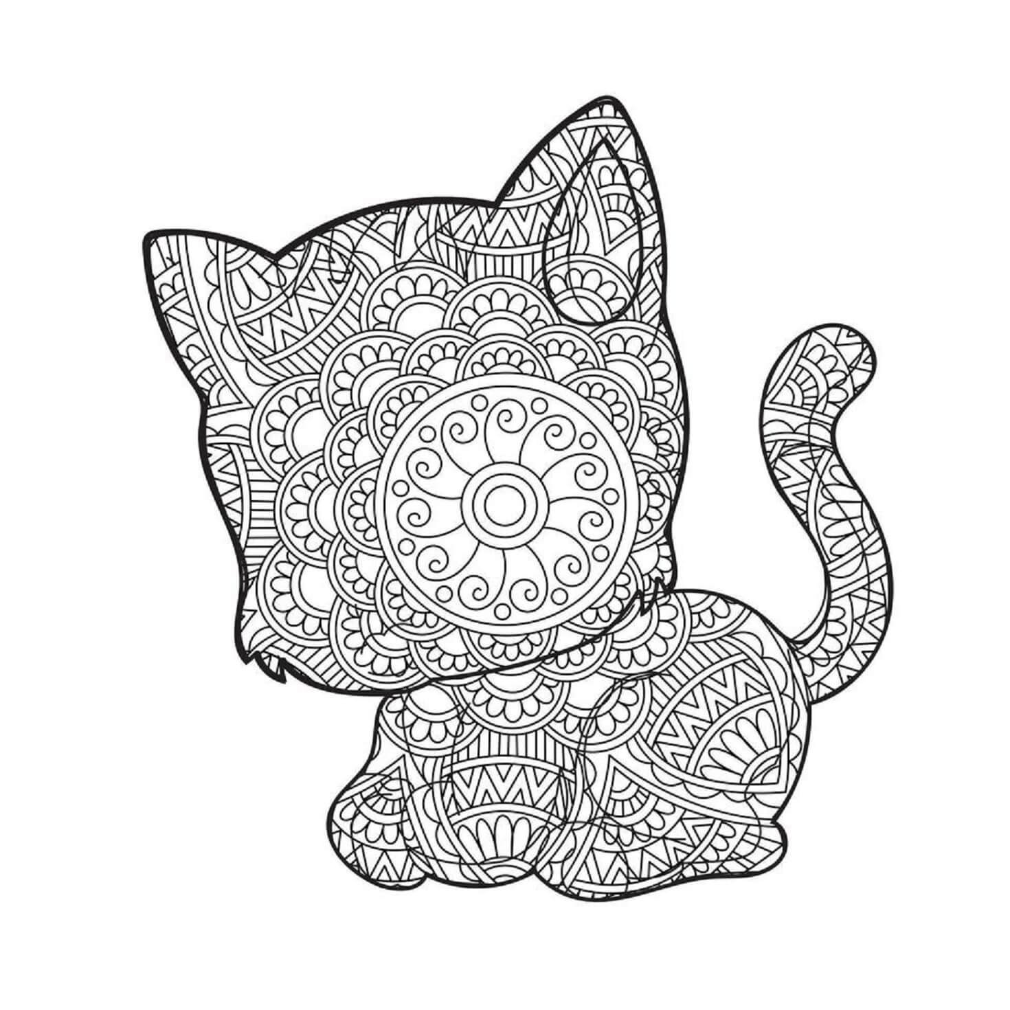 Kolorowanka Kot mandala - arkusz 39