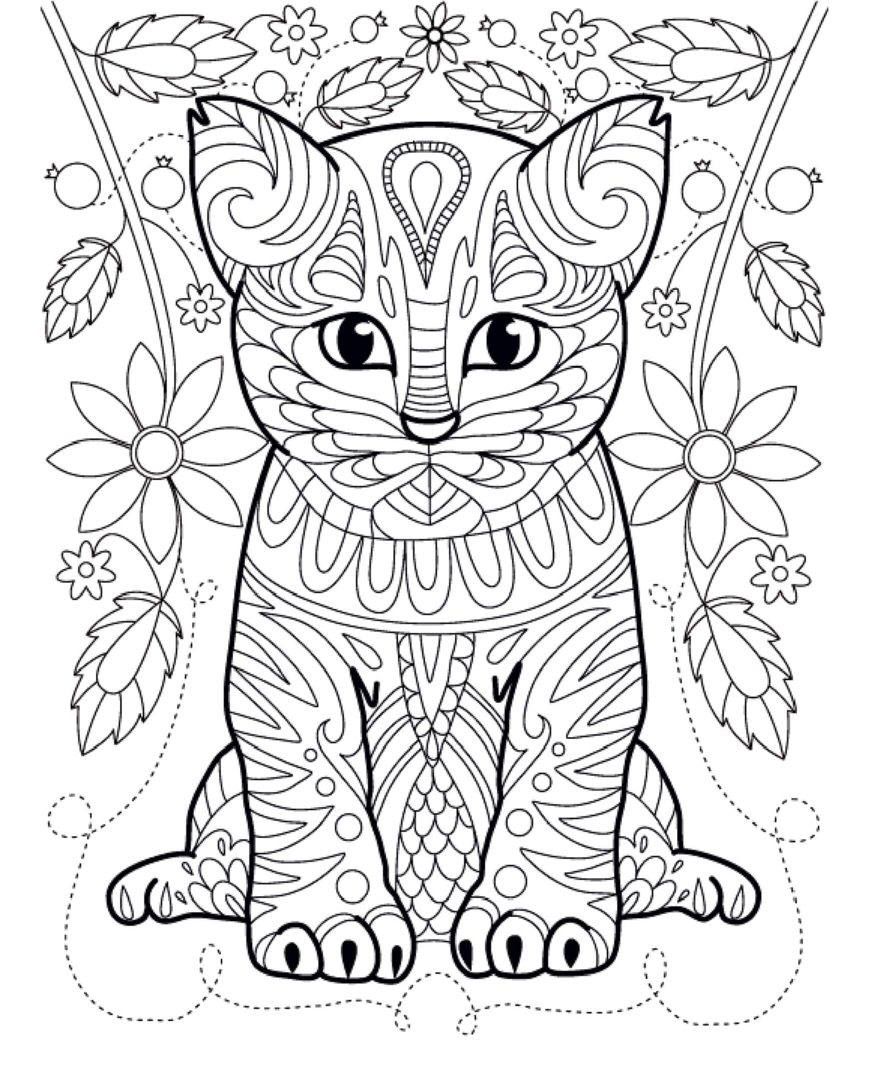 Kolorowanka Kot mandala - arkusz 7
