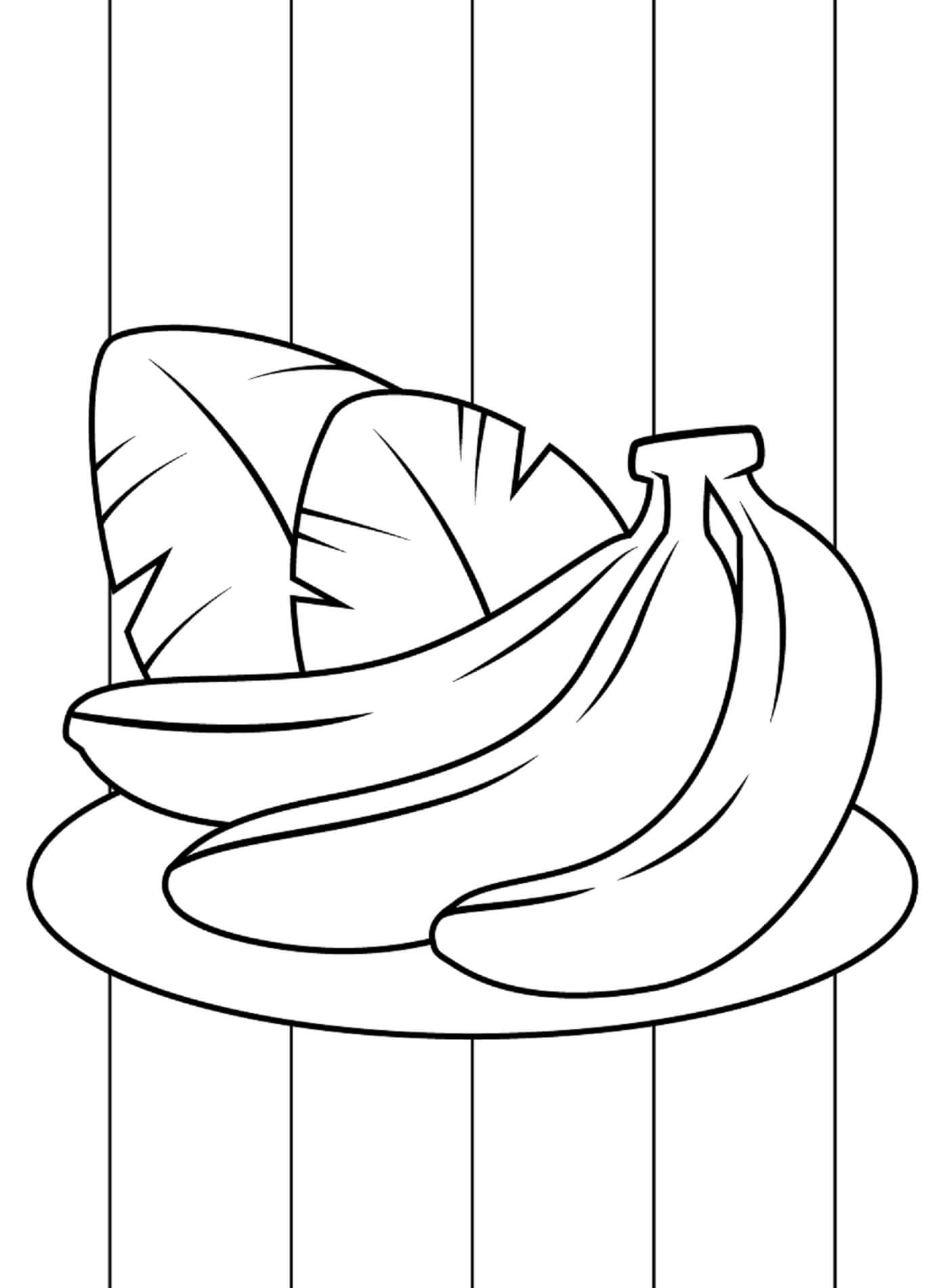 Kolorowanka Banany Z Liśćmi