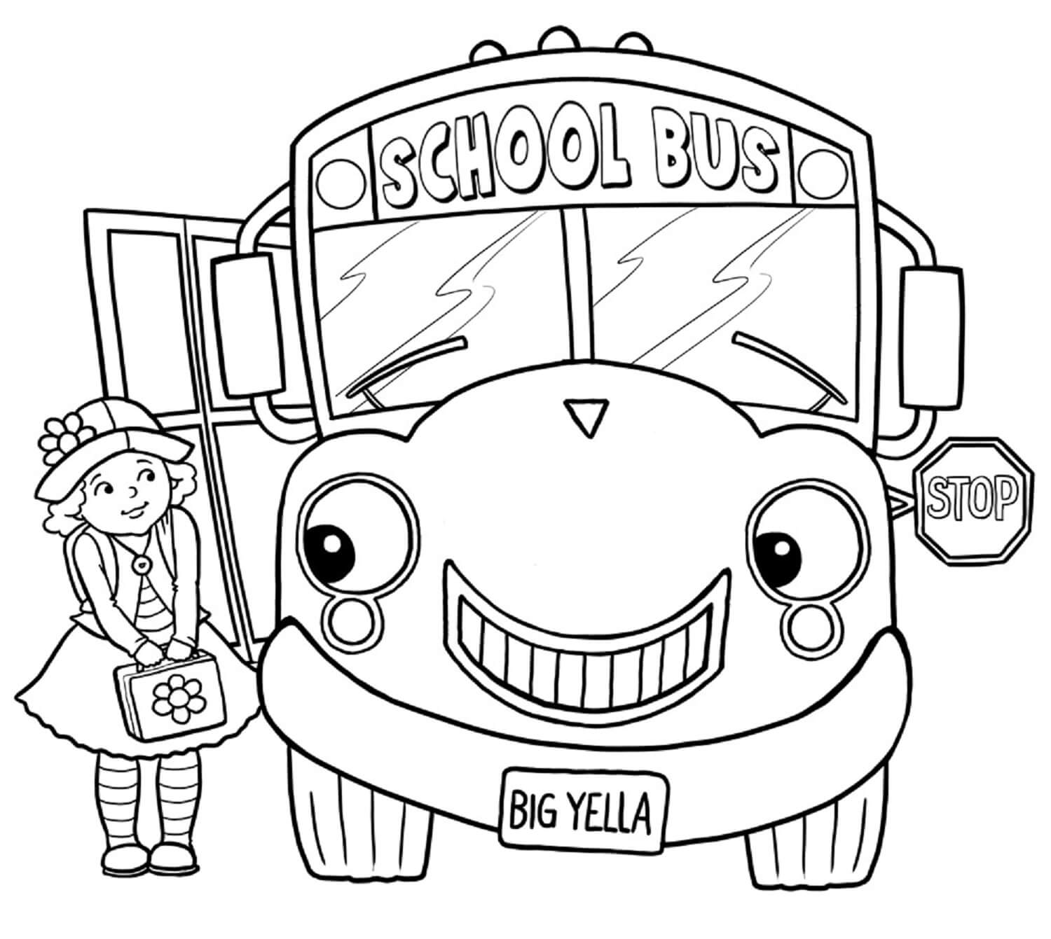 Kolorowanka Dzieciak z Uśmiechniętym Autobusem