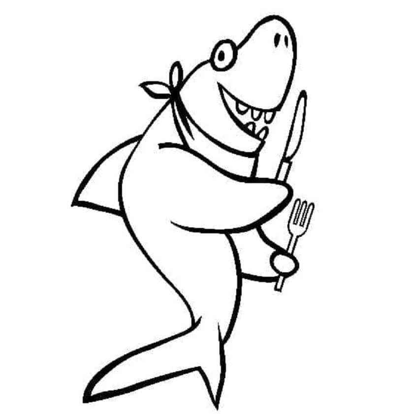 Kolorowanki Kreskówka Głodny Rekin