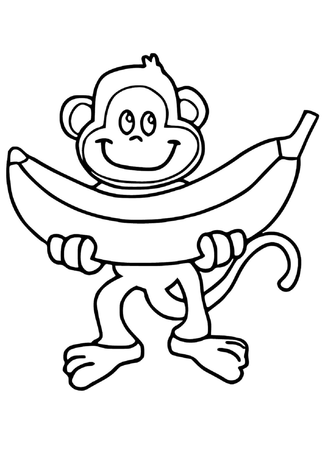 Kolorowanka Małpa Trzymająca Banan