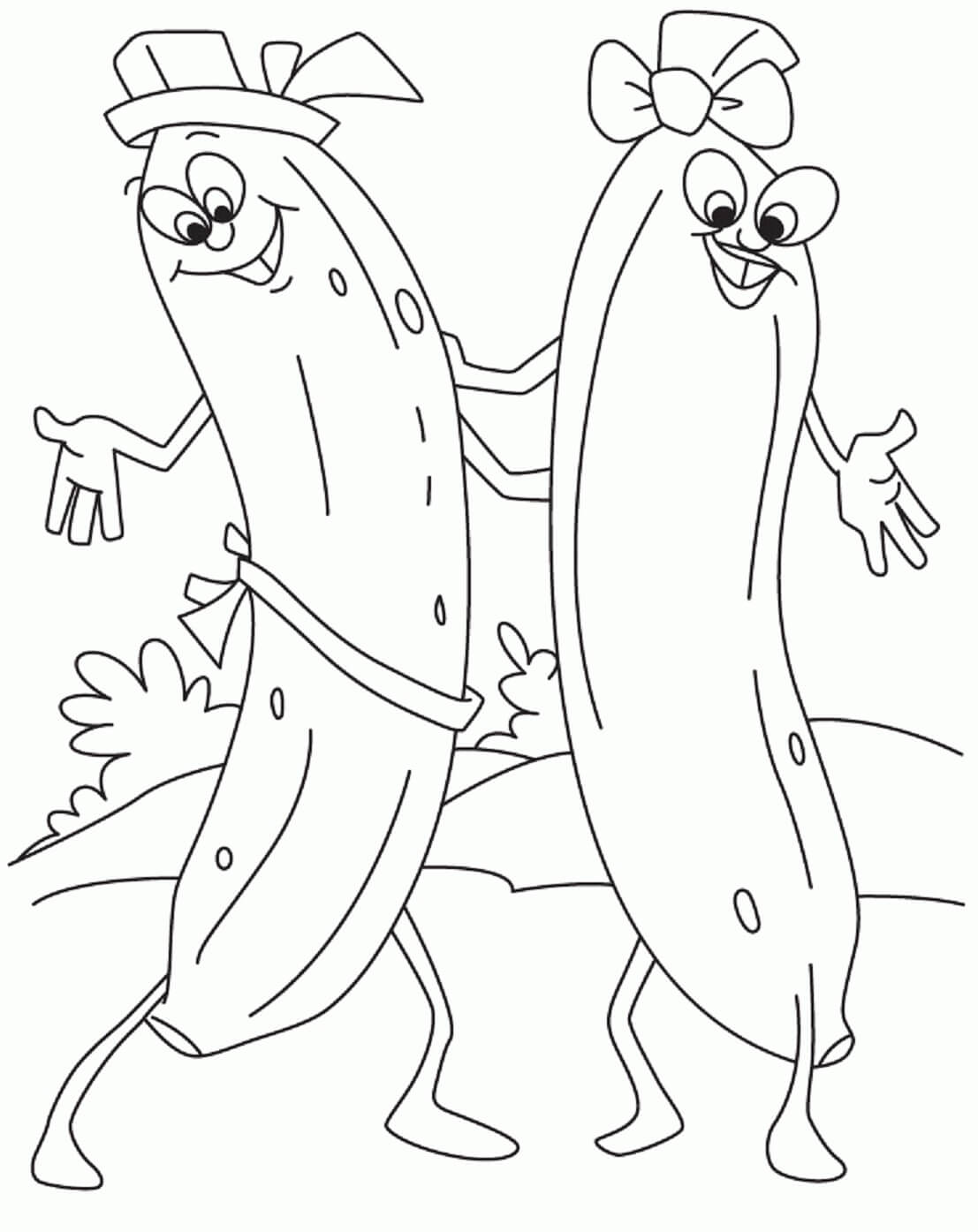 Kolorowanka Tańczące Dwa Banany