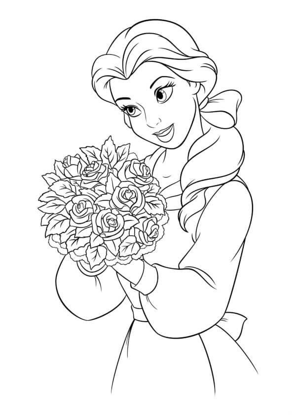 Kolorowanka Belle z Pięknym Bukietem Kwiatów