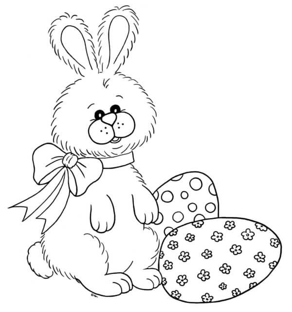 Kolorowanka Bunny Usiadł, By Odpocząć Po Poszukiwaniach Jąder