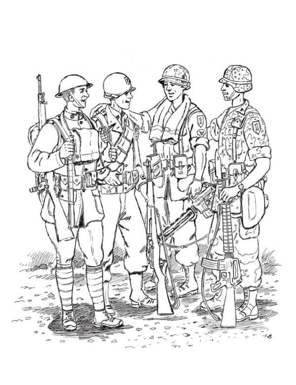 Kolorowanka Czterech Żołnierzy Przyjaźni