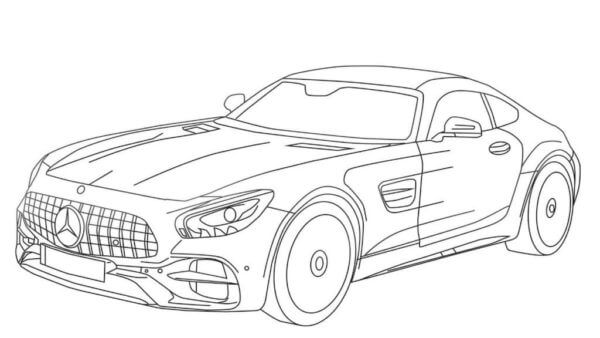 Kolorowanka Dwudrzwiowy i Dwudrzwiowy Samochód Sportowy Mercedes-Benz AMG GT