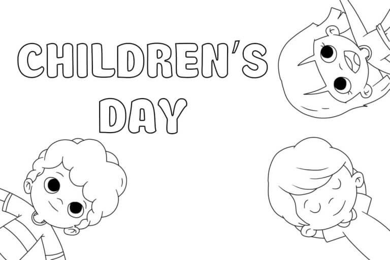 Kolorowanka Dzień Dziecka Trójki Dzieci