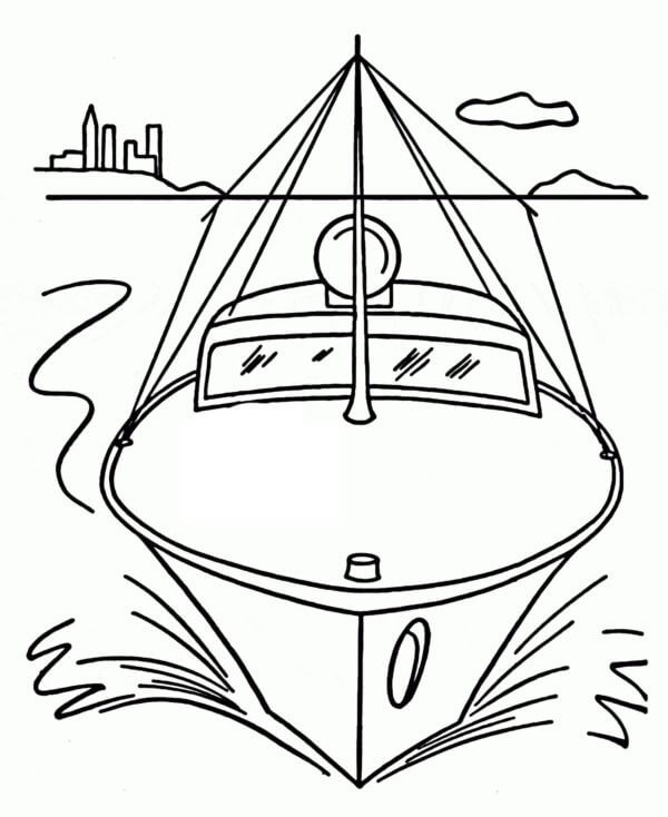 Kolorowanka Dziób łodzi Przecina Fale
