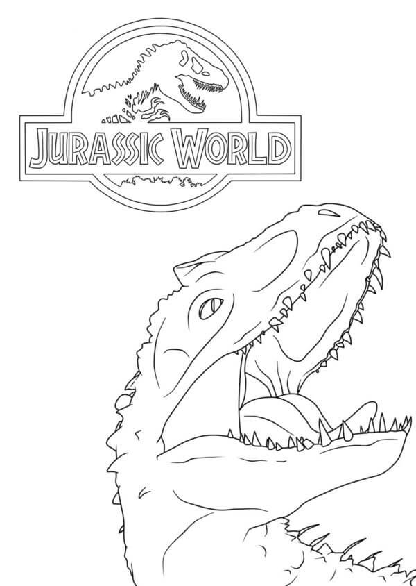 Kolorowanka Głowa Dinozaura z Logo Jurassic World