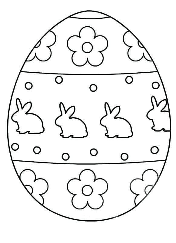 Kolorowanka Jajko Wielkanocne Z Króliczkami