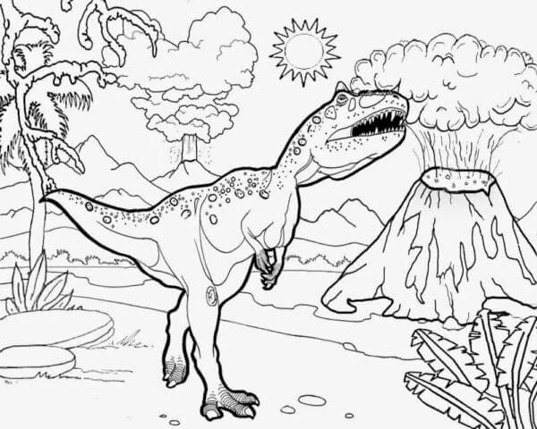 Kolorowanka Krzyk Ogromnego Dinozaura