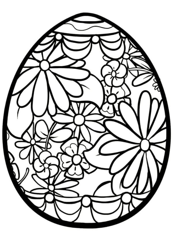 Kolorowanka Naklejka Na Jajko Wielkanocne z Rumiankiem
