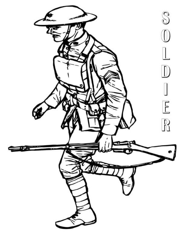 Kolorowanka Narysuj Chodzącego Żołnierza