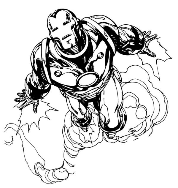 Kolorowanka Ręcznie Rysować Latający Iron Man