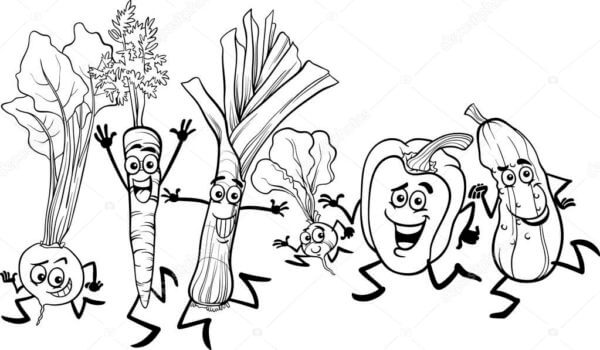 Kolorowanka Śmieszne Kreskówki Warzywa