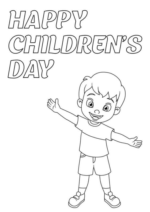 Kolorowanka Szczęśliwy Chłopiec w Dzień Dziecka