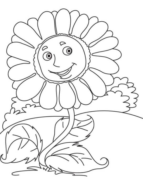 Kolorowanka Uśmiechnięty i Słoneczny Kwiat
