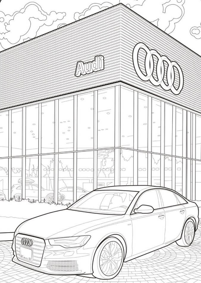 Kolorowanka Audi Z Salonem Audi