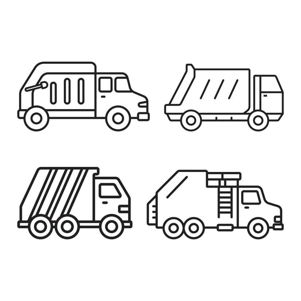 Kolorowanka Cztery Ikony Ciężarówki śmieci
