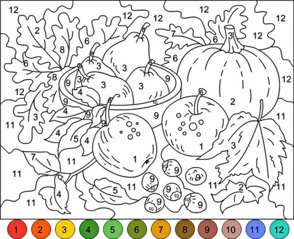 Kolorowanki Kolor Dojrzałych Owoców Według Numeru