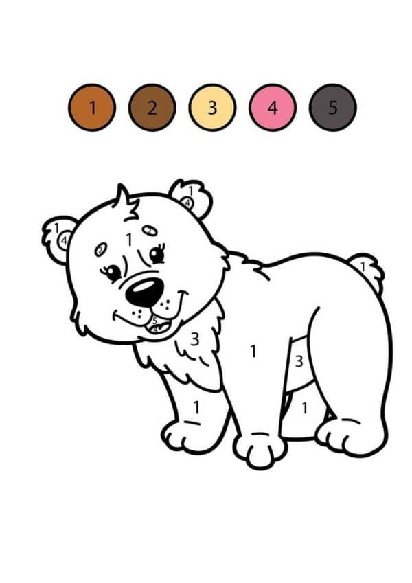 Kolorowanka Kolorowanie Według Numerów Niedźwiedź Brunatny