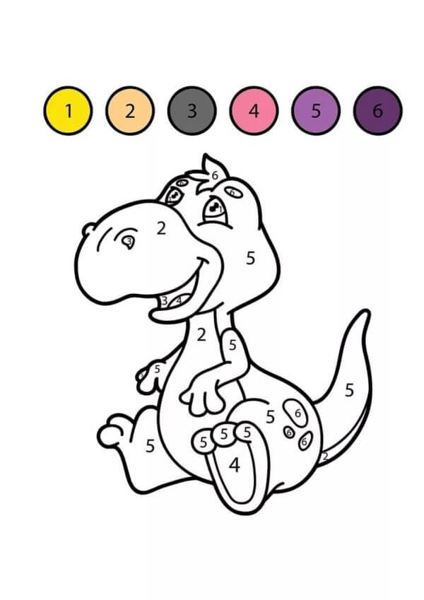 Kolorowanka Mały Dinozaur Chce Zagrać w Kolorowanie Według Numerów