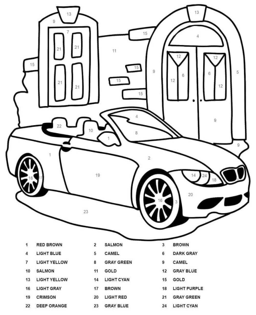 Kolorowanki Kolorowanie Samochodu BMW Według Numeru