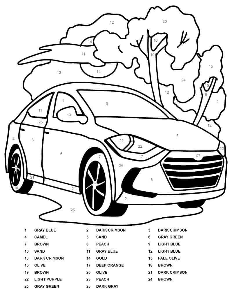 Kolorowanka Kolorowanie Samochodu Hyundai Według Numeru